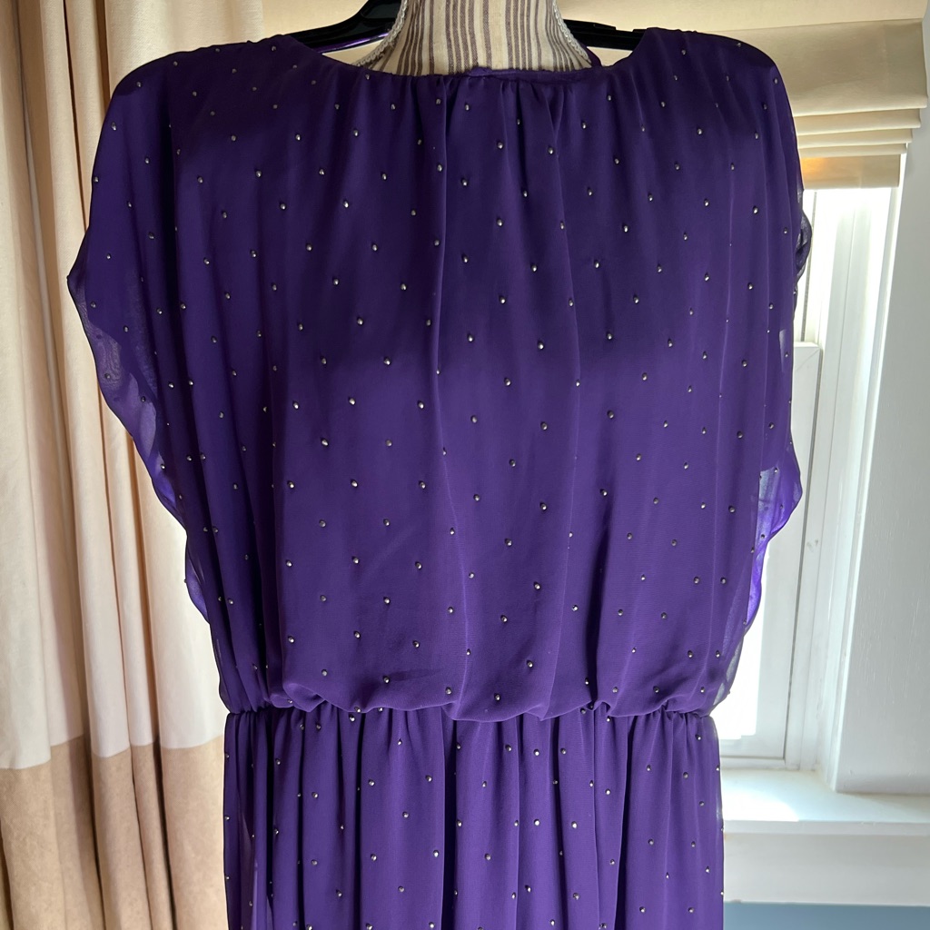 Vince Camuto Purple Studded Beaded Dress